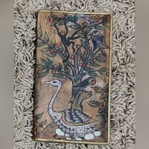 Anuschka Hand-Painted Bird Wallet / Checkbook Cover